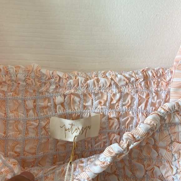 Petersyn X Revolve tami cropped smocked ruched tank top Melon - Picture 3 of 6